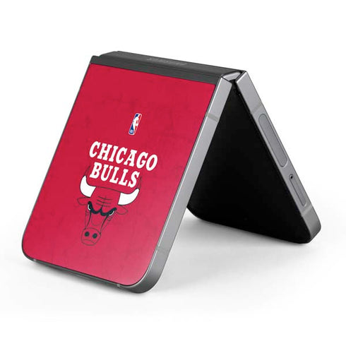 NBA Chicago Bulls Red Distressed Galaxy Z Flip6 Skin